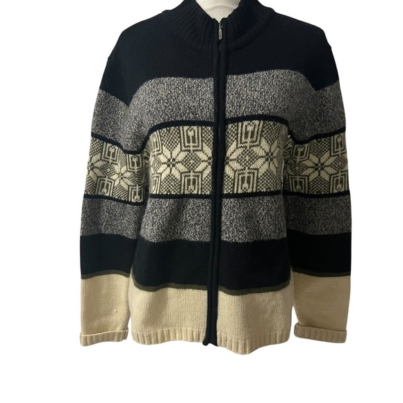 Deane & White Lambswool Nordic Full Zip Cardigan Sweater Women's Medium - Picture 7 of 8